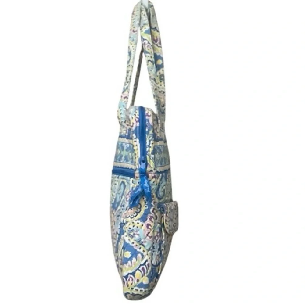 Vera Bradley Retired Capri Blue Large Quilted Paisley Shoulder Tote Bag - Picture 3 of 12